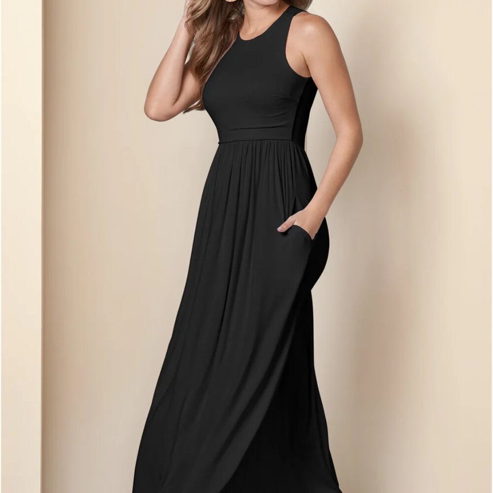 Plus Size VENUS Blue Sleeveless Scoop Neck Maxi Sundress